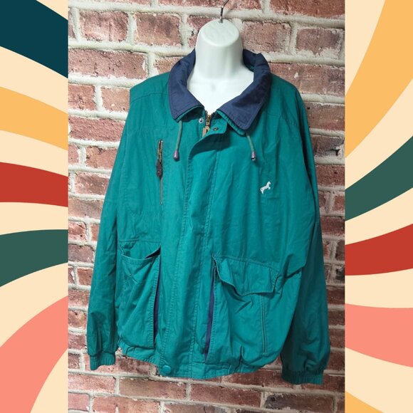 Dunbrooke Windbreaker 2XL | Vintage 90s Green Blue Full Zip Retro Jacket - Picture 1 of 9